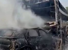 कर्नाटक में सड़क दुर्घटना में कार में आग लगने से 6 लोगों की जिंदा जलकर मौत