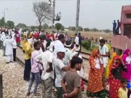 गंगापुर सिटी में किसानों के प्रदर्शन के बाद रेल मार्ग पर भारी पुलिस दल तैनात