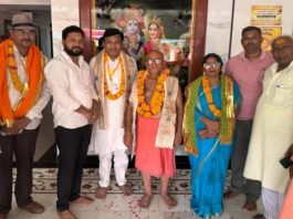 वृंदावन में अजमेर की पुष्पा सैनी का समाज की ओर से स्वागत