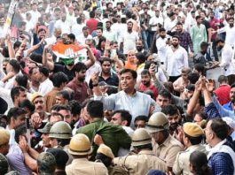 कांग्रेस ने धर्मेन्द्र प्रधान के इस्तीफे की मांग को लेकर जयपुर में किया विरोध प्रदर्शन