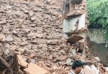 डीग में बारिश के दौरान दो मंजिला मकान ढहा, जनहानि नहीं