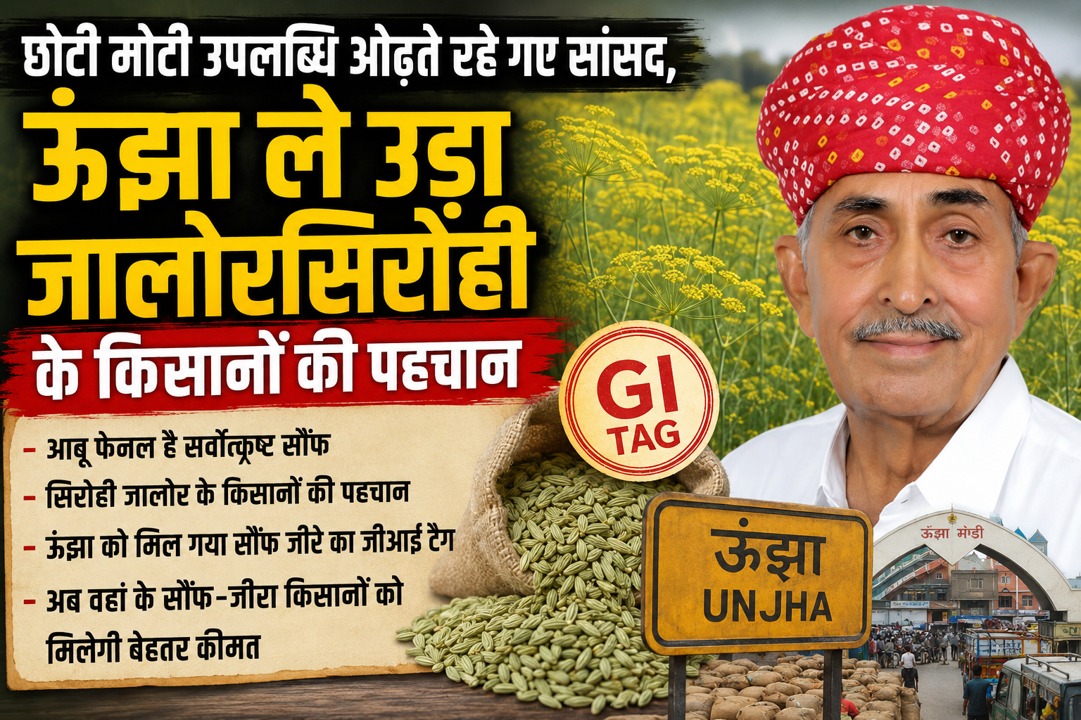 छोटी-मोटी उपलब्धि ओढ़ते रहे सांसद, ऊंझा ले उड़ा सिरोही-जालोर के किसानों की पहचान !