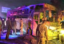 ग्रेटर नोएडा में यमुना एक्सप्रेसवे पर धू-धू कर जली स्लीपर बस, 9 यात्रियों की मौत