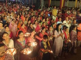 सिरोही के रामझरोखा मैदान में 1008 दीपों से माता की महाआरती